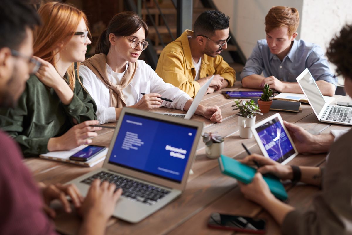 Business people meeting around a table