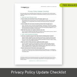 Privacy Policy Update Checklist