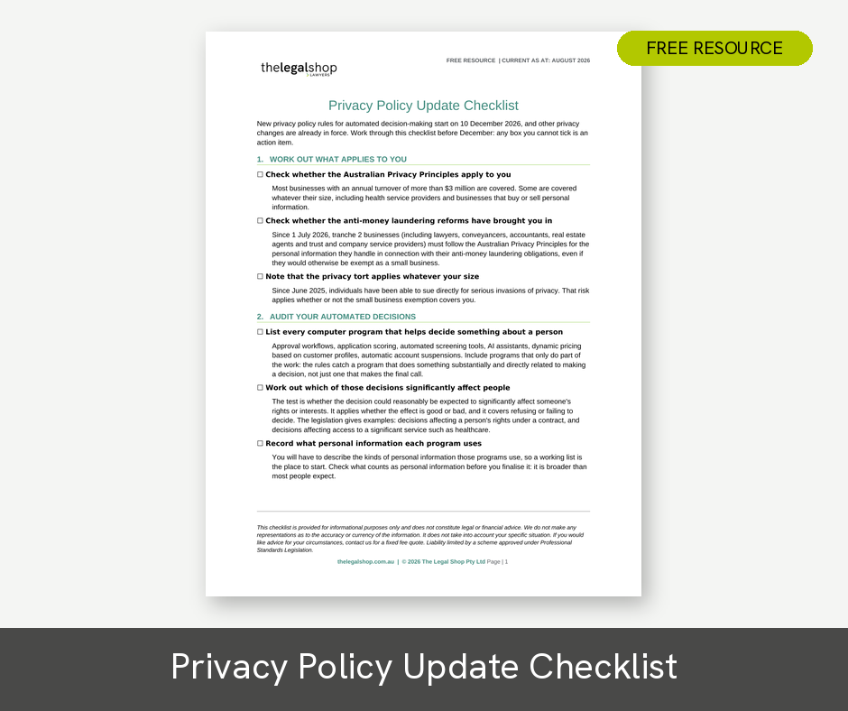 Privacy Policy Update Checklist Privacy Policy Update Checklist